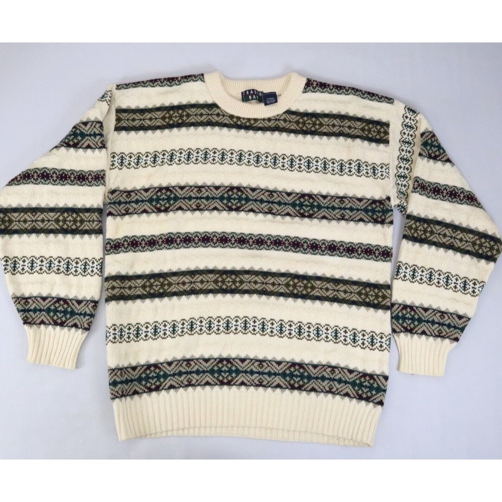 Vintage Trader Bay Sweater Adult Large Knit Sweatshirt‎ Grandpa USA Made Cotton